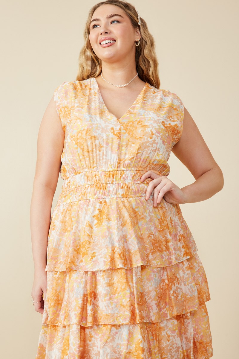 Curvy Watercolor Tiered Dress