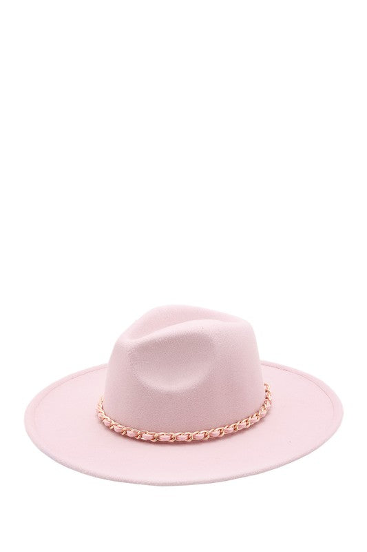 Blush Fedora Leather Chain Hat