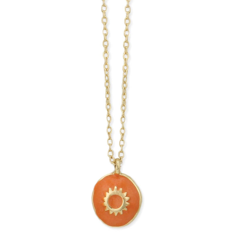 Soft Celestial Orange Sun Gold Necklace