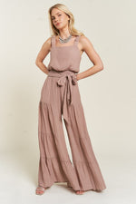 Curvy Elastic Strap Tiered Jumpsuit