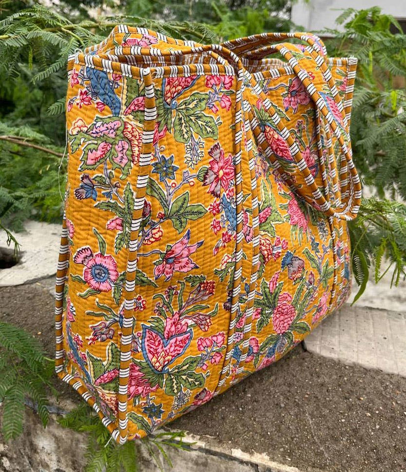 Gold Botanical Tote Bag