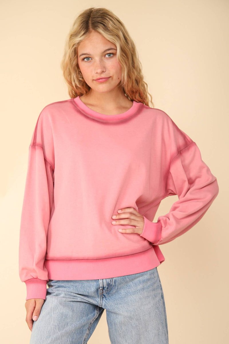 Rose Contrast Spray Sweater