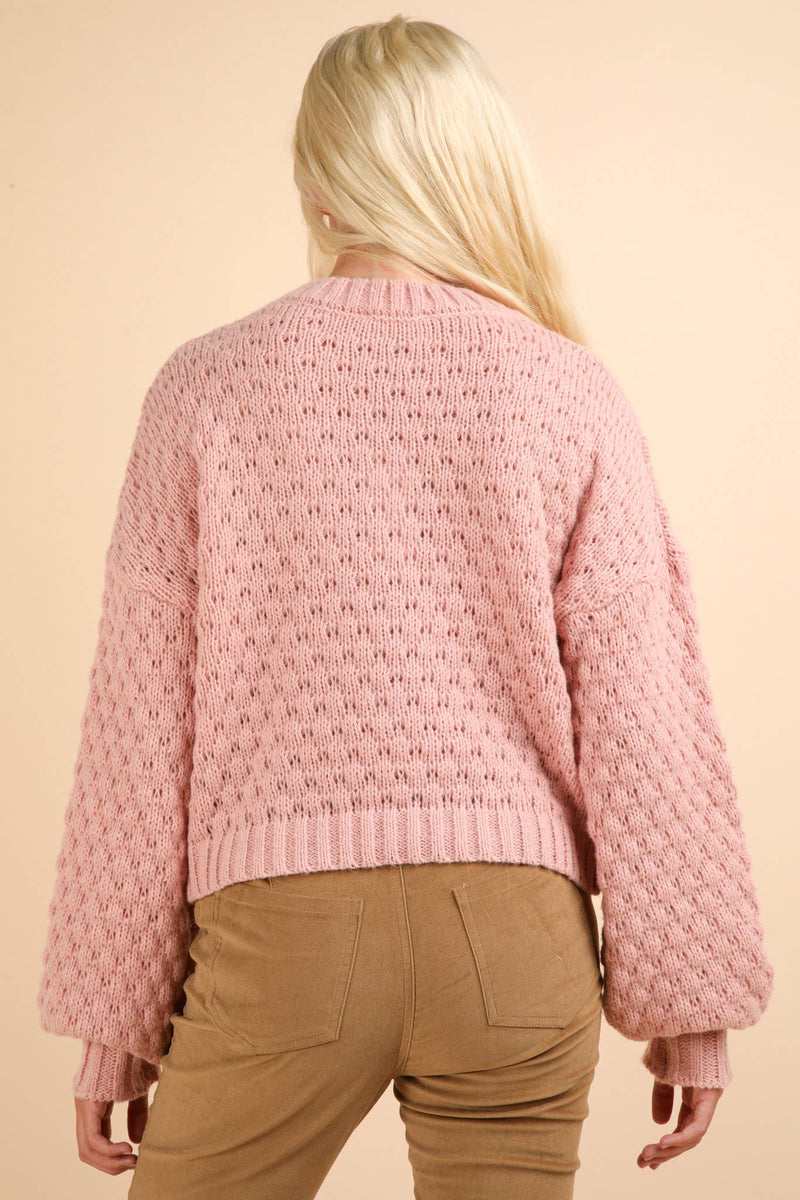 Curvy Blush Flower Sweater