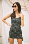 Mesh Floral Ruched Mini Dress