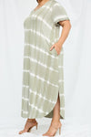 Curvy Olive Tie-Dye Maxi Dress