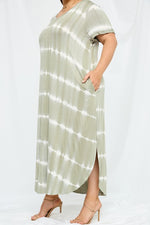 Curvy Olive Tie-Dye Maxi Dress