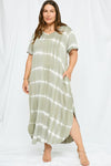 Curvy Olive Tie-Dye Maxi Dress