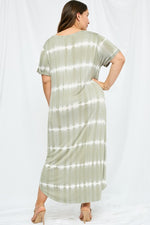 Curvy Olive Tie-Dye Maxi Dress