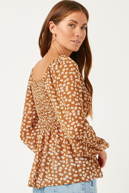 Mocha Puff Sleeve Blouse