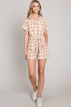 Plaid Collared Romper