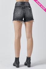 Curvy Distressed Black Shorts