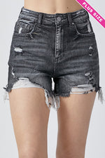 Curvy Distressed Black Shorts