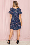 Plus Ditsy Floral Ruffle Chest Pocket Dress