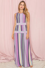 Sleeveless Mix Stripe Maxi Dress