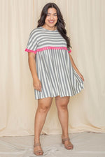 Plus Stripe Tassel Mini Dress