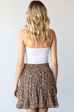 Curvy Brown Flared Mini Skirt