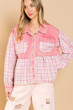 Pink Multi Texture Plaid Jacket