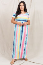 Water Color Short Sleeve Maxi Dress