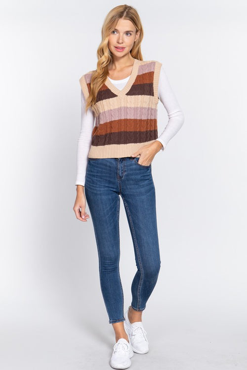 Rust Cable Knit Sweater Vest