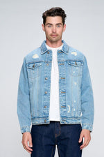Men's Denim Jacket with Distressed