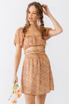 Flower Lace Puff Short Sleeve Mini Dress
