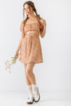 Flower Lace Puff Short Sleeve Mini Dress