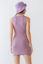 Lavender Knit Cut-Out O-Ring Mini Dress