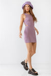 Lavender Knit Cut-Out O-Ring Mini Dress