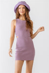 Lavender Knit Cut-Out O-Ring Mini Dress