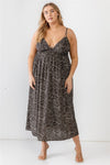 Curvy Black Floral Smocked Waist Midi Dress