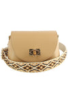 Bamboo Twist Lock Flap Crossbody Bag