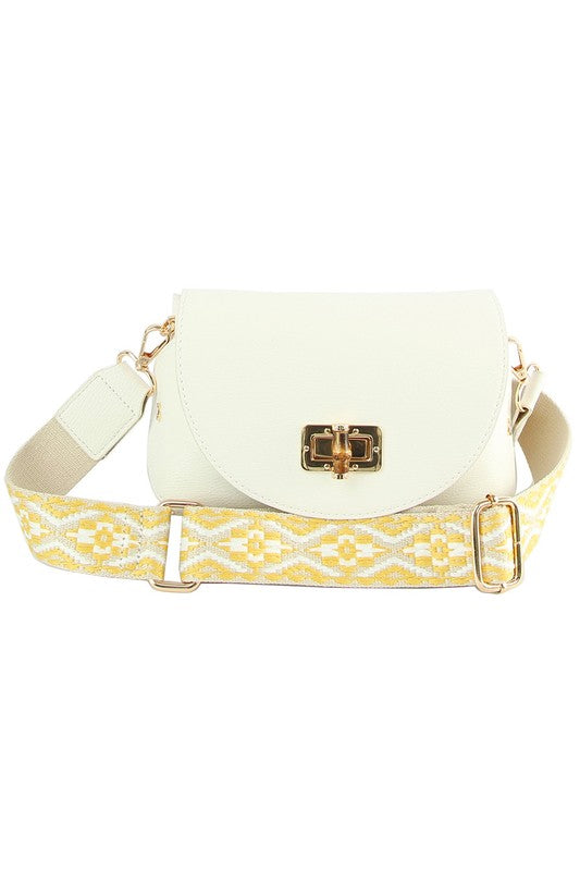 Bamboo Twist Lock Flap Crossbody Bag