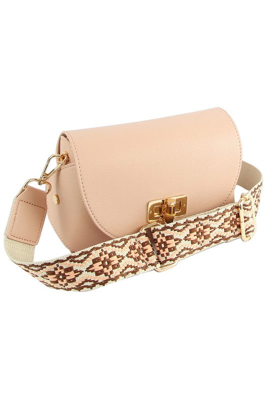 Bamboo Twist Lock Flap Crossbody Bag