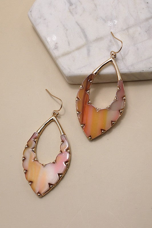 Pink & Orange Oval Earrings