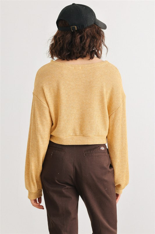 Yellow Cropped Knit Sweater