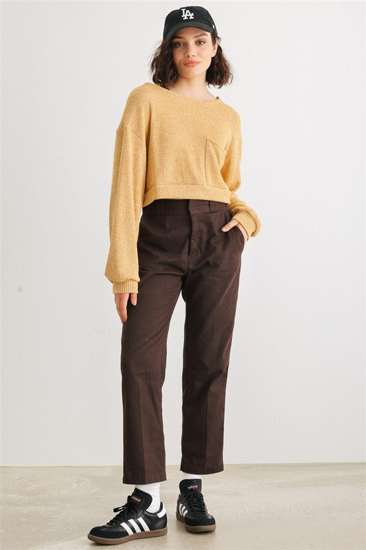 Yellow Cropped Knit Sweater