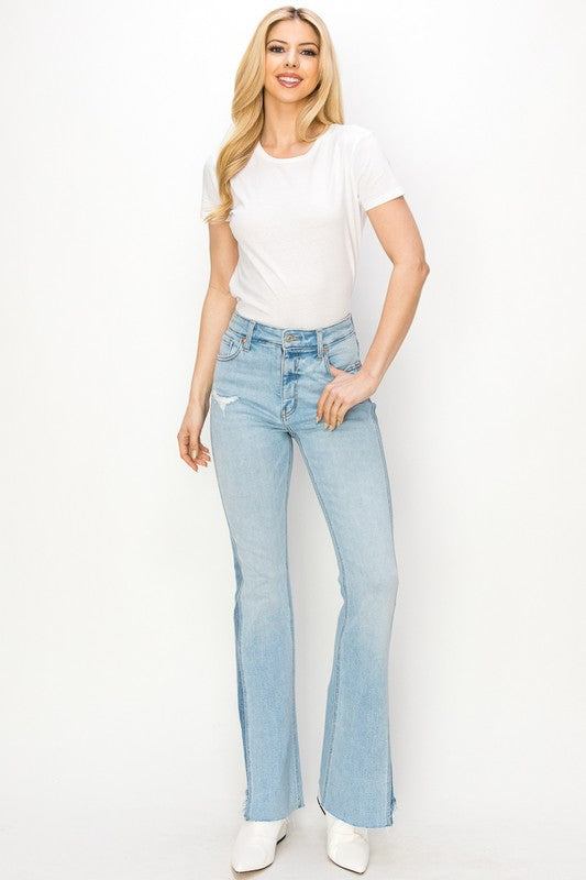 Grey Low Rise Bootcut Jeans – Delaney Rose Boutique