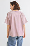 Lavender Crew Neck Relaxed Graphic T-Shirt