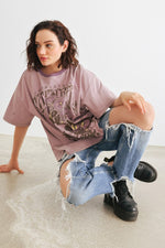 Lavender Crew Neck Relaxed Graphic T-Shirt
