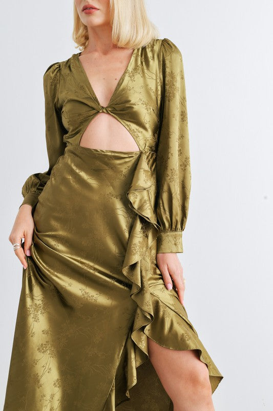 Olive Maxi Ruffle Dress