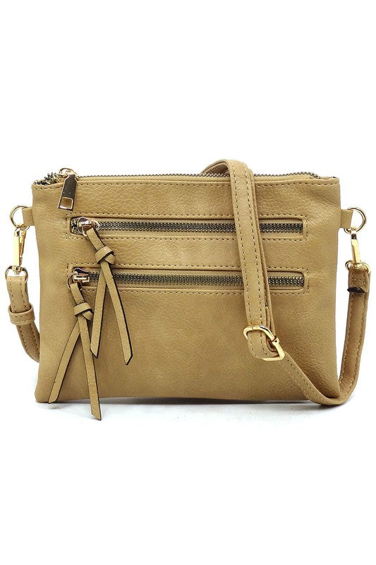 Fashion Multi Zipper Clutch Crossbody Bag