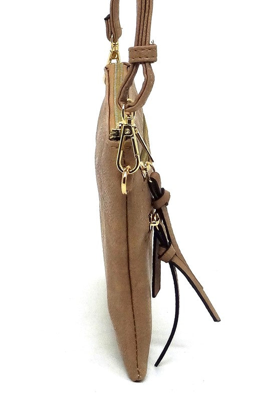 Fashion Multi Zipper Clutch Crossbody Bag
