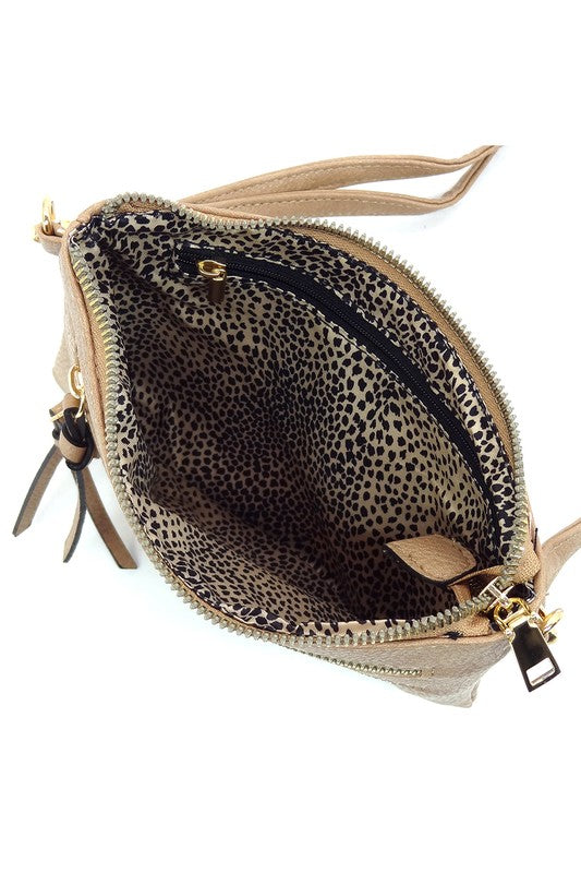 Fashion Multi Zipper Clutch Crossbody Bag