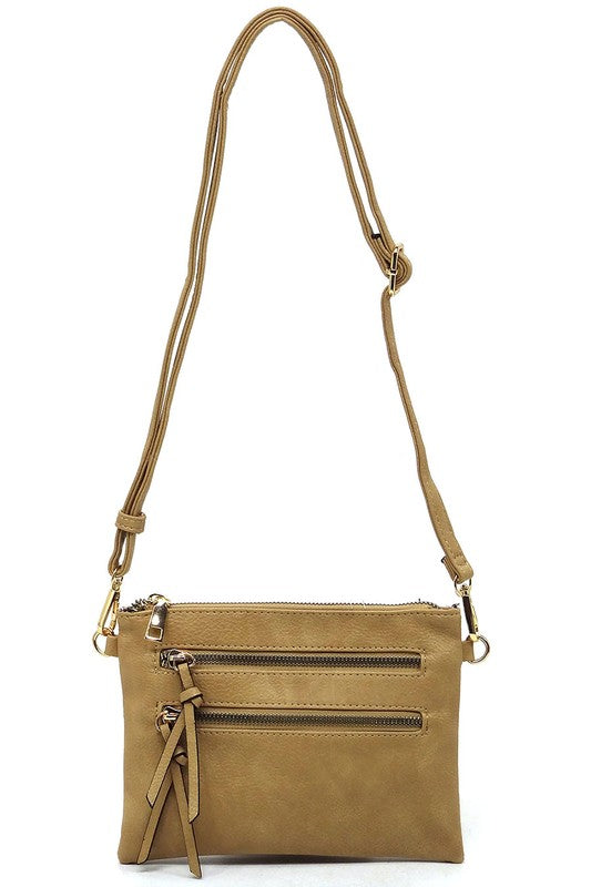 Fashion Multi Zipper Clutch Crossbody Bag