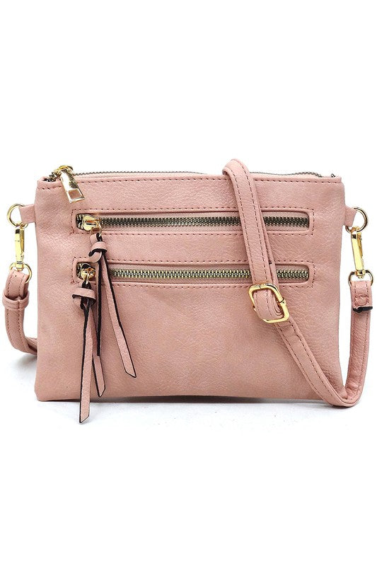 Fashion Multi Zipper Clutch Crossbody Bag
