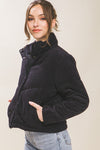 Corduroy Puffer Jacket with Toggle Detail