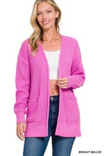 Waffle Knit Cardigan Sweater