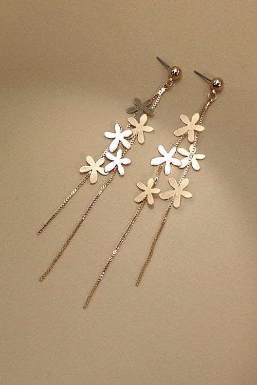 Linear Flower Drop Earrings
