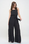 Curvy Elastic Strap Tiered Jumpsuit