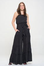 Curvy Elastic Strap Tiered Jumpsuit